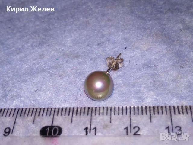 ИЗУМИТЕЛНО КРАСИВА ПЕРЛЕНА СРЕБЪРНА ОБЕЦА СРЕБРО 925 с РЯДКА НАТУРАЛНА РАЗНОЦВЕТНА ПЕРЛА 38223, снимка 5 - Обеци - 40940696