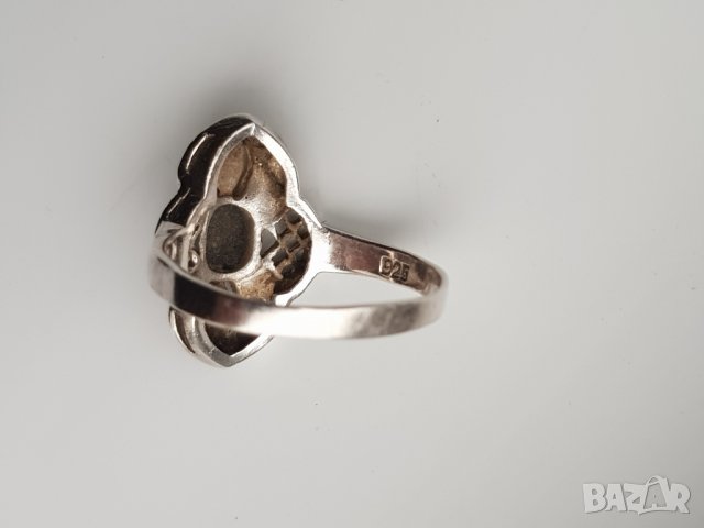 Сребърен пръстен с камък оникс, снимка 5 - Пръстени - 38684338