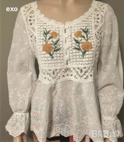 Красив топ с дантела, Памучна блуза дантела, памучна блуза бродерия, снимка 7 - Корсети, бюстиета, топове - 41078105
