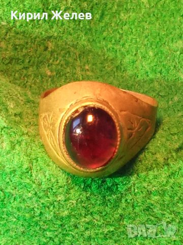 СТАРИНЕН ОРНАМЕНТИРАН РЪЧНО МАЙСТОРСКИ ИЗРАБОТЕН БРОНЗОВ ПРЪСТЕН с ШЛИФОВАН ГРАНАТ 26804, снимка 16 - Антикварни и старинни предмети - 34839233