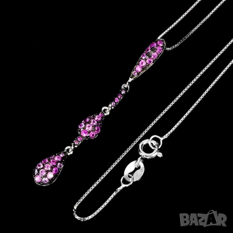 925 сребърни колиета нефрит, опал, топаз, рубин, подходящи за подарък, снимка 14 - Колиета, медальони, синджири - 51756208