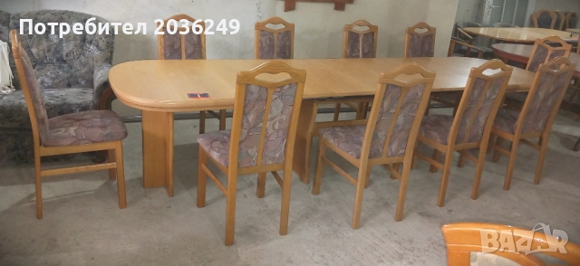 Комплект масивна разтегателна маса- Автомат с 10 стола и много нива на разтягане