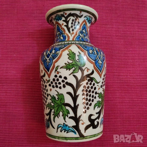 Антична османска,турска ваза "Кютахя" края на 19-ти век. , снимка 4 - Вази - 53178656