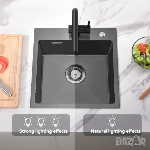 ПРОМОЦИЯ Кухненска мивка от неръждаема стомана с нано покритие 913258-06-JHG0604, снимка 4 - Мивки - 51127730