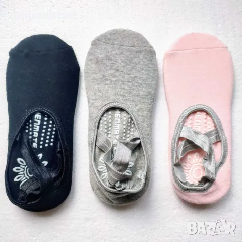 ПРОМОЦИЯ Висококачествени чорапи за спорт и танци с гумирано ходило, против плъзгане (к-т от 3 бр)