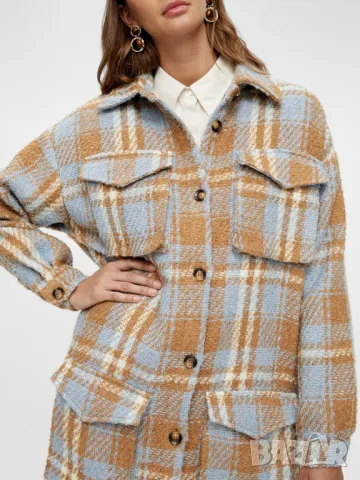 Y.A.S Вълнено карирано палто, XL, снимка 5 - Якета - 49535585