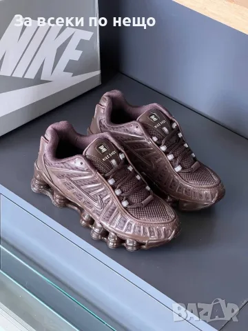 Nike Shox Дамски Кафеви Маратонки👟Дамски Спортни Обувки В Кафяв Цвят Найк Шокс Код E165