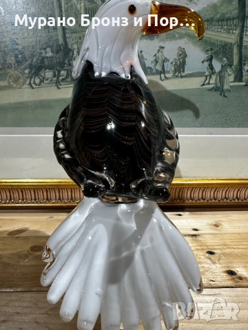 Масивна стъклена Чайка (3.00 кг) – Ръчна изработка, Мурано стил, снимка 3 - Статуетки - 53698131