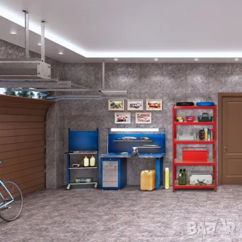 Тежкотоварен стелаж Relaxdays с 5 рафта в червено 180см,до 875кг , снимка 7 - Други стоки за дома - 48772375