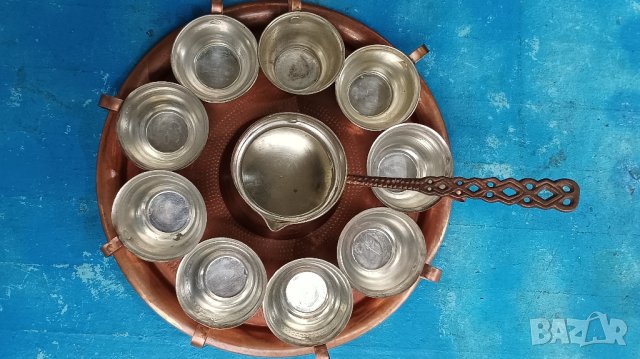 Меден, бакърен сервиз за кафе от 11 части. , снимка 6 - Антикварни и старинни предмети - 42630507