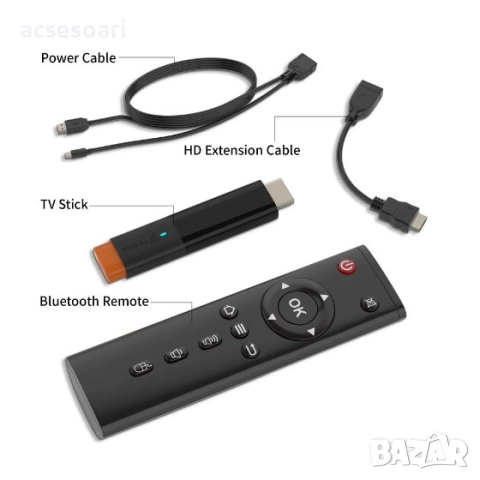Андроид ТВ стик T2 mini TV stick нов, снимка 7 - Плейъри, домашно кино, прожектори - 52319585