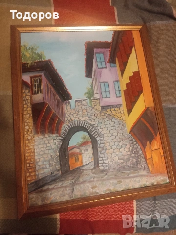 картина рисувана стария град Пловдив , снимка 5 - Картини - 53739344