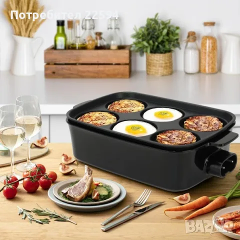 3-в-1 електрическа тиган скара 1500 W незалепващи сменяеми плочи дръжки хладни на допир – Черен, снимка 2 - Скари - 55964840