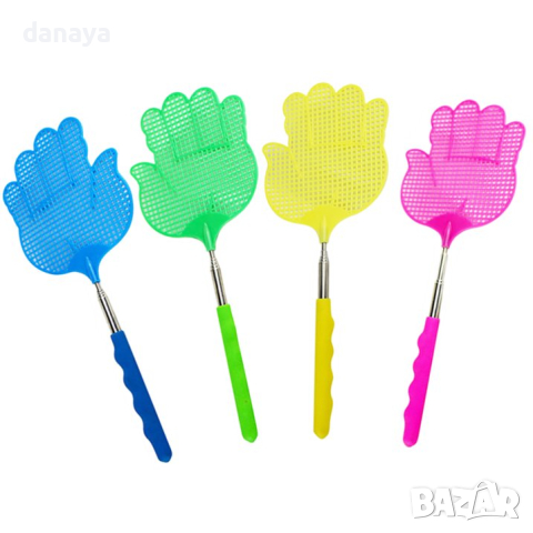 4629 Палка за мухи с телескопична дръжка Ръчичка сгъваема мухобойка, снимка 2 - Мопове, кофи, четки и метли - 44924099