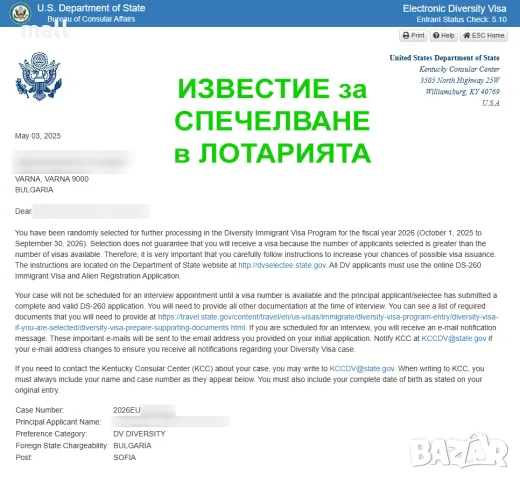 Регистрация за лотария "Зелена карта" - САЩ, DV2027 (2025 год.), снимка 2 - Други услуги - 5539891