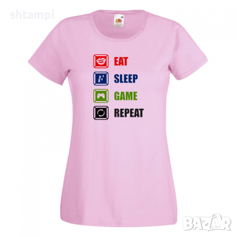 Дамска тениска Eat Sleep Game Repeat,Тениска с игра,Игри, снимка 7 - Тениски - 36190727