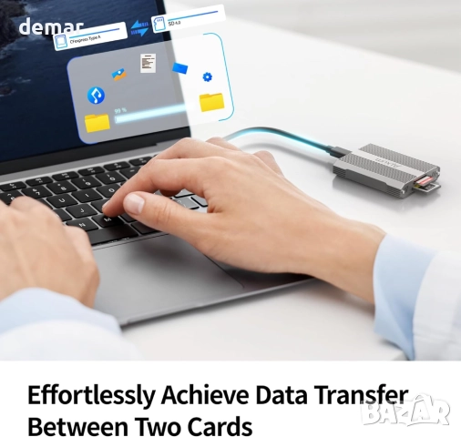 Alxum Aluminium CFexpress Type A & SD 4.0 Четец за карти с два слота, снимка 3 - Кабели и адаптери - 52414151