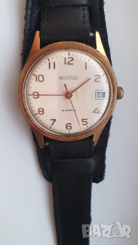 Мъжки позлатен часовник wostok 18 jewels, снимка 4 - Антикварни и старинни предмети - 41316765
