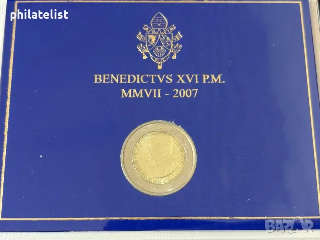 Ватикана 2007 – 2 евро - 80 години от рождението на папа Бенедикт ХVІ BU, снимка 2 - Нумизматика и бонистика - 53951065