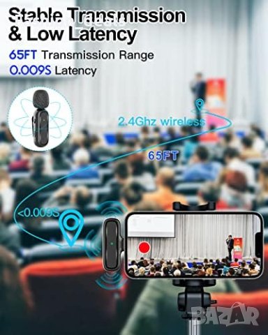 Нови 2 броя Безжичен микрофон за телефони с Iphone Айфон Запис Видео Презентация, снимка 4 - Микрофони - 41600387