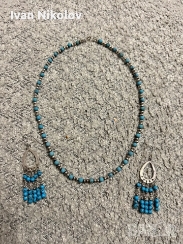 Дамски сребърен комплект с тюркоаз