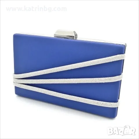 Дамска официална чанта в турско синьо с камъни-сатенена, снимка 2 - Чанти - 48907172