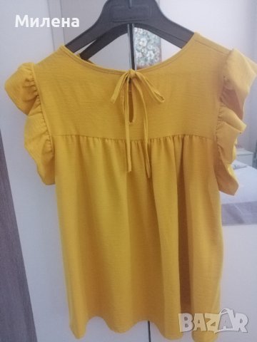 Блуза с къдри цвят горчица , снимка 1 - Ризи - 41981024