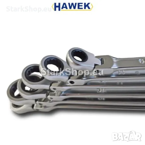 Удължени Подвижни Ключове Звезди с Тресчотка 8-19мм HAWEK Тресчотни с Чупещо Рамо, снимка 4 - Ключове - 50317158
