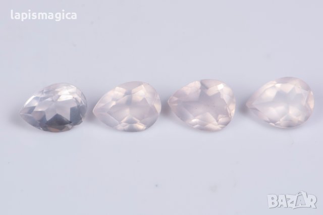 4 броя розов кварц 4.53ct капковидна шлифовка №4