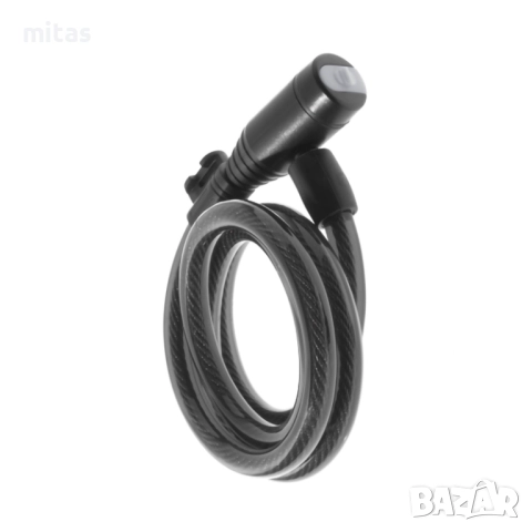 Заключващо устройство за велосипед с ключ WAG 100см/8мм, Черна спирала, снимка 3 - Аксесоари за велосипеди - 51956393