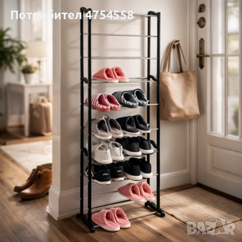 Метален органайзер за обувки XXL, 10 нива, за 30 чифта, снимка 2 - Етажерки - 53843099
