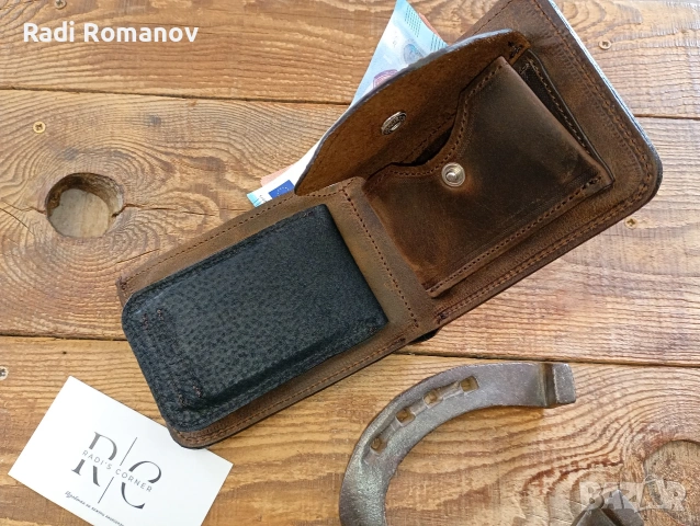 Ръчно изработен мъжки кожен портфейл , снимка 2 - Портфейли, портмонета - 53693796