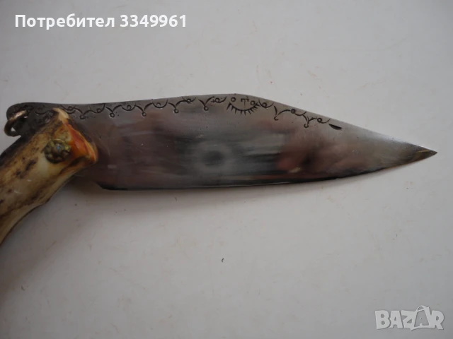 Огромна сойка нож рог гравюри маркирана наваха , снимка 3 - Ножове - 51275189