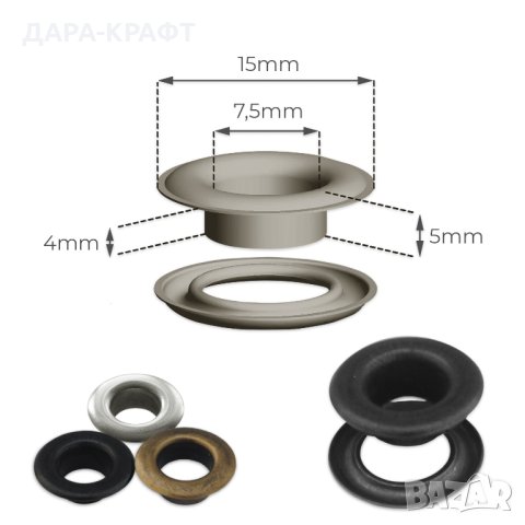 Капси с шайби - 3, 4, 5, 6, 8, 10мм - Злато, Антик, Никел, Оксид, снимка 6 - Други - 42225013