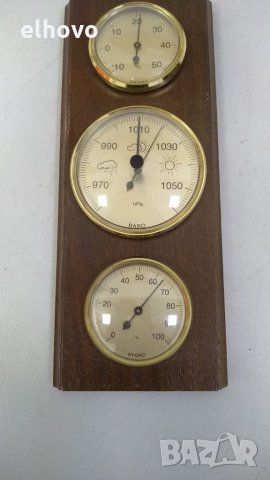 Хигрометър, термометър, барометър-дървен, снимка 4 - Антикварни и старинни предмети - 34810236