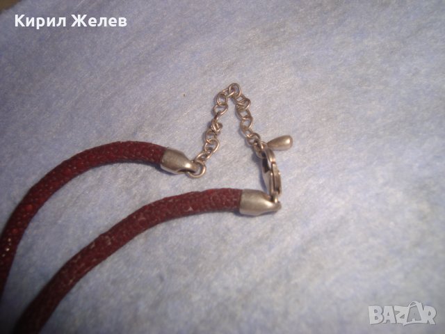 СРЕБЪРНО СЕДЕФЕНО АРТ КОЛИЕ МЕДАЛЬОН с ШНУРЧЕ и ГРЪБ КОЖА от САЛАМАНДЪР СРЕБРО 925 със СЕДЕФ 16908, снимка 6 - Колиета, медальони, синджири - 35974294