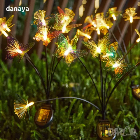 5771 Градинска соларна лампа с 6 люлеещи пеперуди, 75 см, снимка 10 - Декорация за дома - 49311182