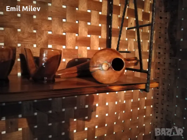 Метална етажерка с дървени полици с дървени и керамични аксесоари, снимка 2 - Декорация за дома - 50424750