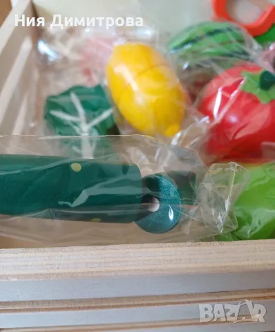 Дървени магнитни плодове и зеленчуци за рязане в касетка, снимка 3 - Образователни игри - 48728623