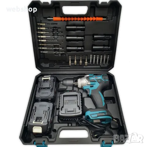 Комплект ударен гайковерт KRAFTROYAL, 850 Nm, 36V, 8 Ah, 2800 rpm, 2 батерии, 1 зарядно, Куфар, снимка 2 - Куфари с инструменти - 49589127