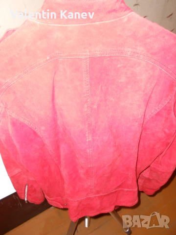 VINTIGE -дамско рокерско яке .велур-червен, снимка 4 - Якета - 53382993