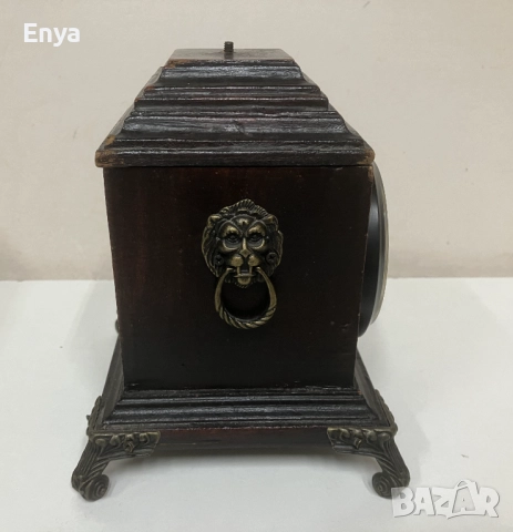 Стар часовник в дървен корпус - тип "каминен", снимка 3 - Антикварни и старинни предмети - 52582694