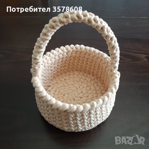 Ръчно изплетена кръгла кошница , снимка 12 - Декорация за дома - 40452974