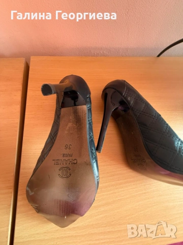 Шанел Chanel обувки ток черни 36 номер нови, снимка 3 - Дамски обувки на ток - 53451436