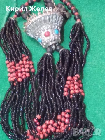 ТУАРЕГСКА ТЮРКОАЗЕНА САЧАНЕНА ОГЪРЛИЦА ТРАДИЦИОНЕН НАЦИОНАЛЕН НАКИТ с ХИЛЯДИ МЪНИСТА и КОРАЛ 15202, снимка 16 - Колиета, медальони, синджири - 30711707