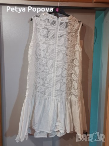 Бяла рокля нашита с перли и дантела , снимка 8 - Рокли - 41189193
