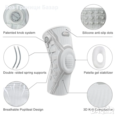 Нова Наколенка с компресия за артрит/ACL/менискус, антислип, лява/дясна, снимка 2 - Други - 53712805
