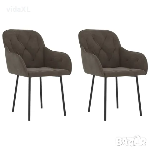 vidaXL Трапезни столове, 2 бр, тъмносиви, кадифе