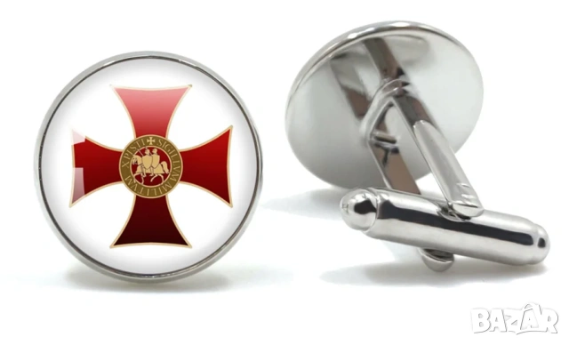 Копчета за Ръкавели Масонски Тамплиер Рицар Freemasons Illuminati Templar Masonic Cufflinks TieClips, снимка 2 - Подаръци за мъже - 53871005