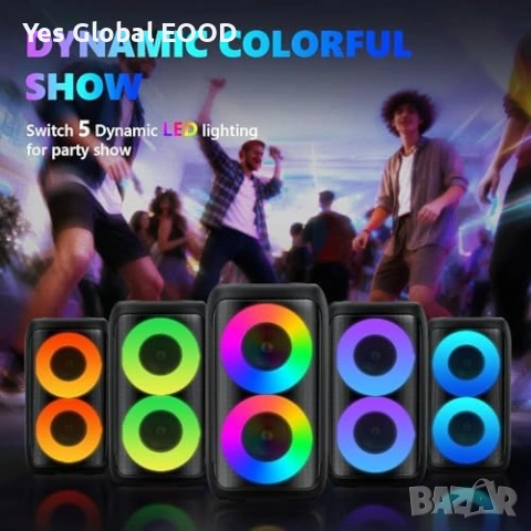 Караоке тонколона с 2 микрофона Bluetooth, снимка 7 - Тонколони - 53724694